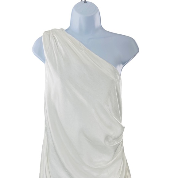 ELLIATT NEW Cassini Satin Formal One Shoulder Midi Dress in Ivory Size L - Picture 4 of 11